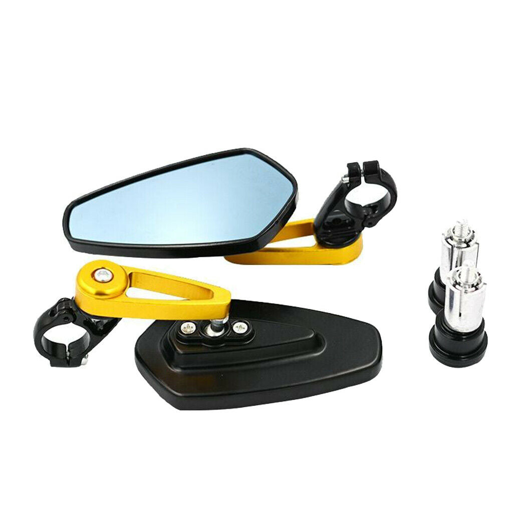 Yellow Motorcycle Rear View Mirrors Motorbike with Screws Universal Fit