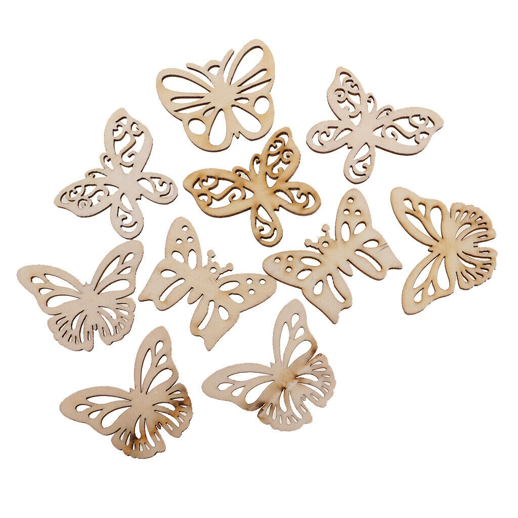 10x DIY Craft Card Making Scrapbooking Natural Wooden Butterfly Decorations