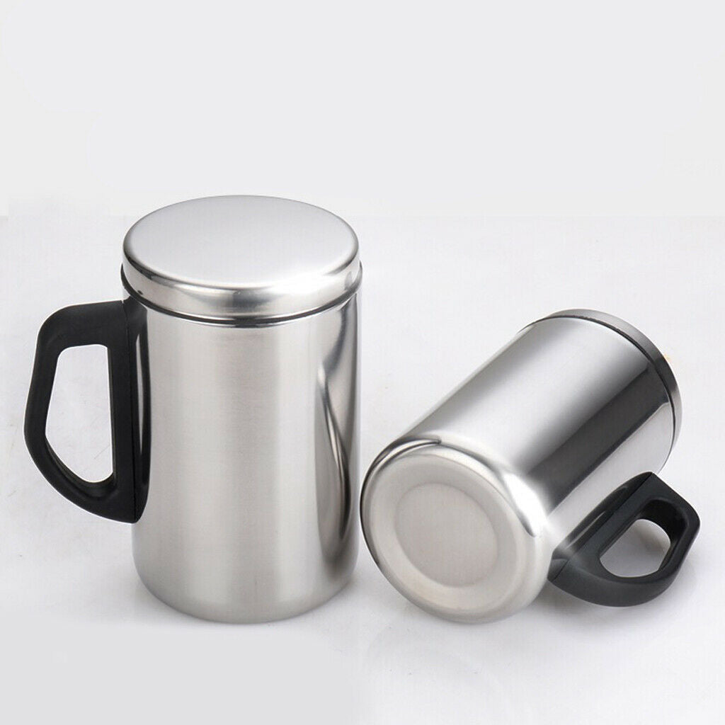 Set of 2 Double Walled Insulated Mugs Heat Resistant Coffee Glass Cold Hot Water