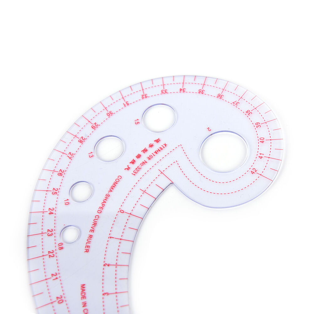 11.8" Long Comma Shaped Plastic Transparent French Curve Ruler Spl .l8