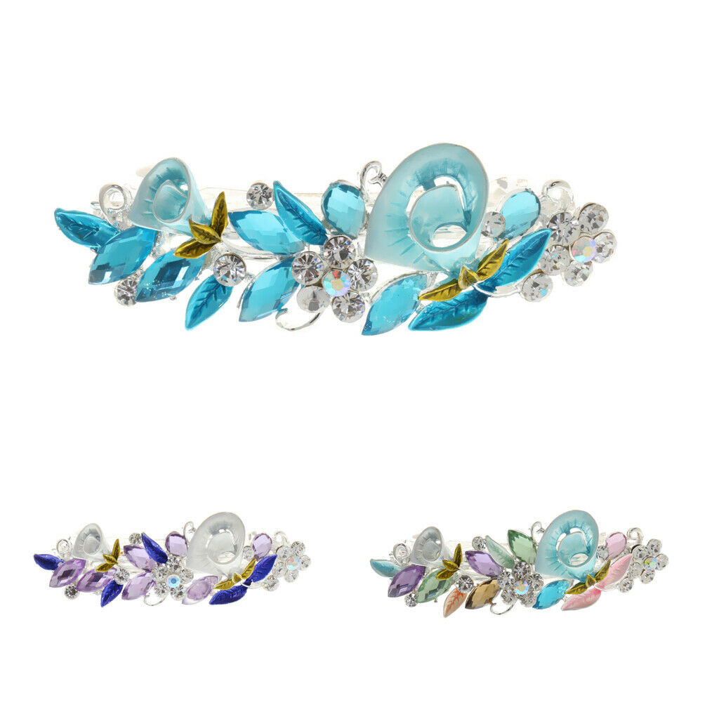 2Pack Crystal Flower Hair Clip Barrette Snap Hairpin Clamp Hair Accessories