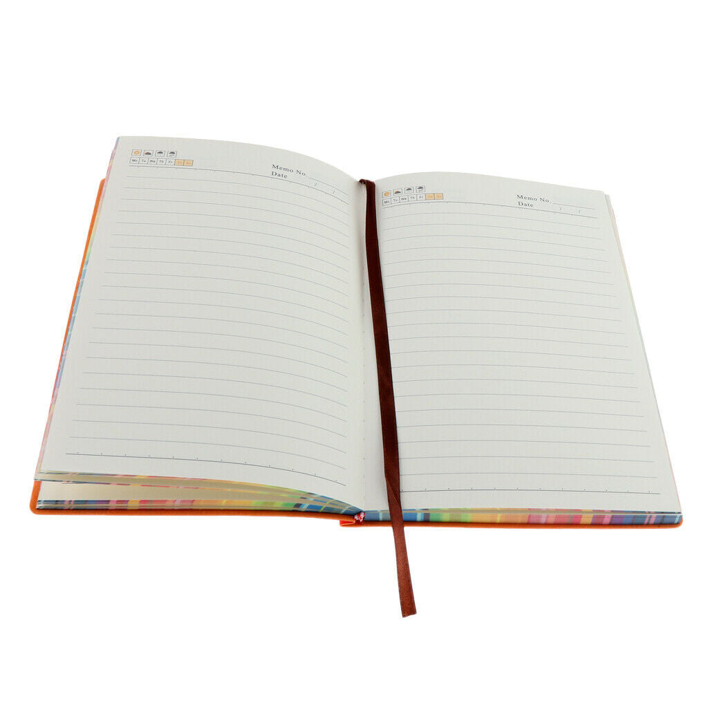 A5 Thickened Soft Cover PU Leather Notebook Rainbow Side Diary Book Orange