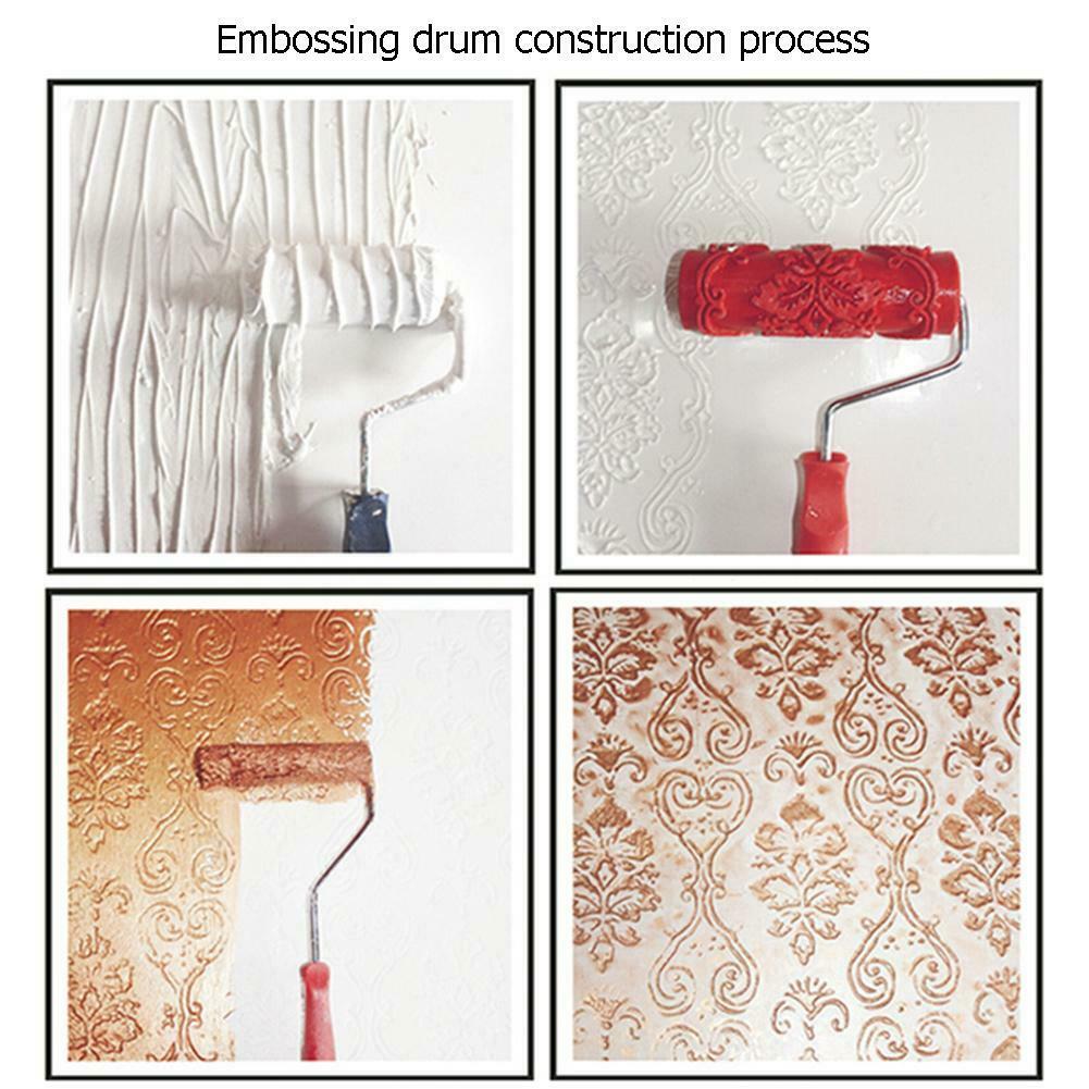 Creative 7inch Grain Pattern Paint Rubber Roller for Home Shop Wall Decor @