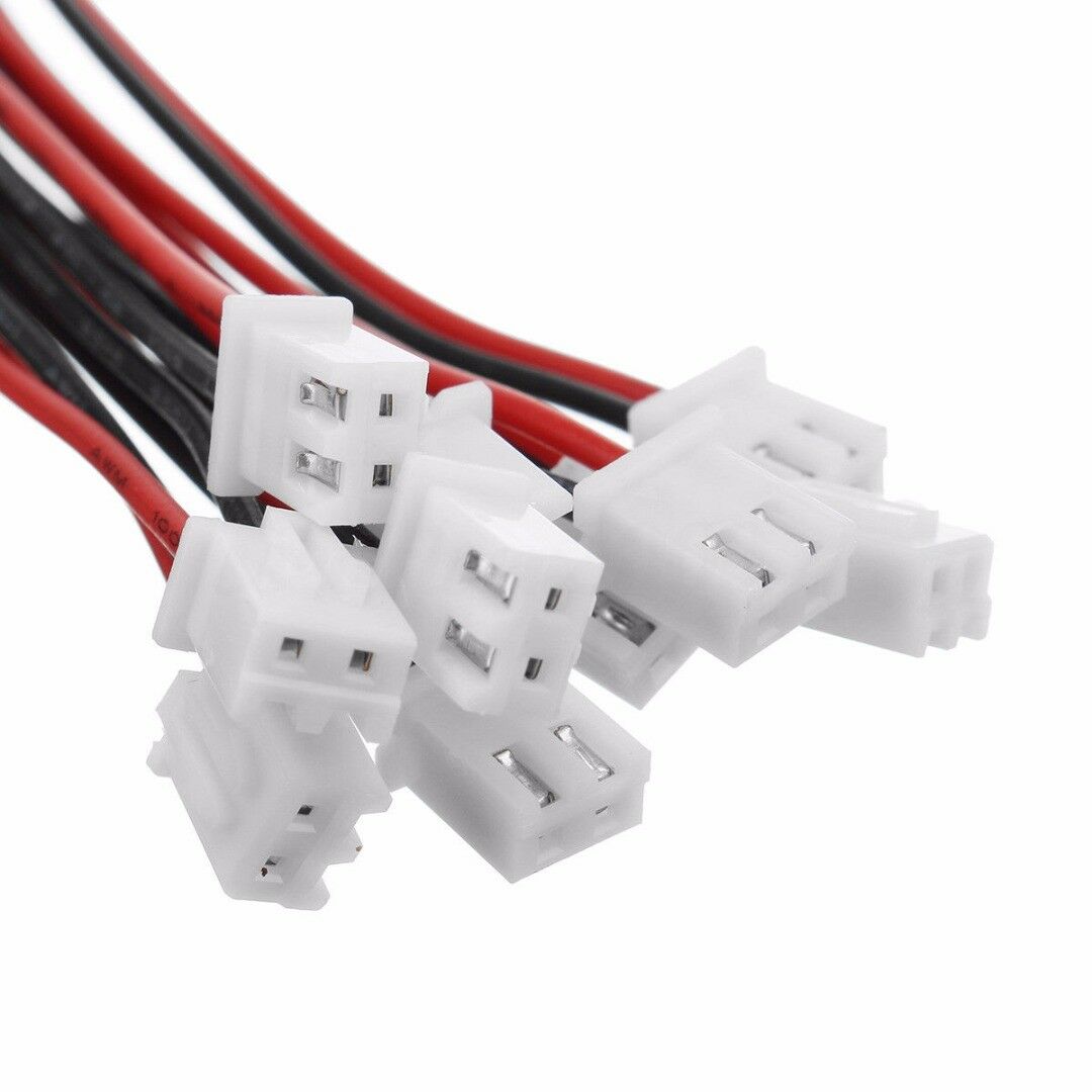 2 Pin Mini Micro JST XH2.54mm 24AWG Connector Plug With Wires 150mm 10 Set