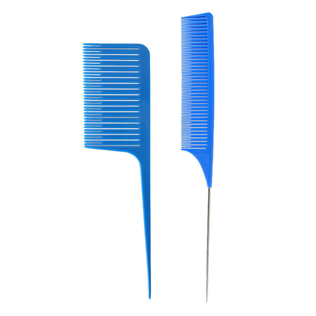 2Pcs ABS Weave Highlighting Hair Comb Salon Styling Combs Brush Tools Blue