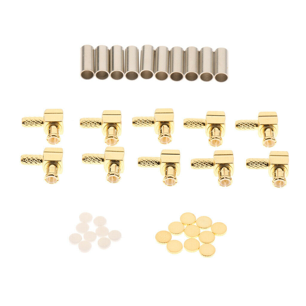 10 Pack MCX Male Plug Crimp Right Angle RF Connectors for Coaxial Cable