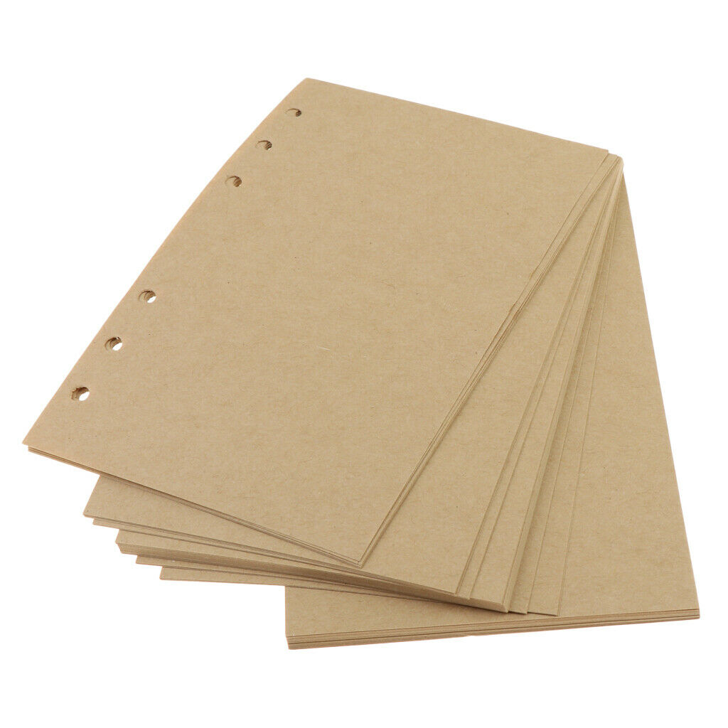 80 Sheets A6 Unlined Refill Unlined Kraft Paper Inserts Loose Leaf Refillers