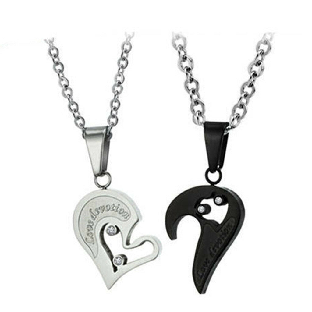 Steel Couple Lovers Necklace I Love you Heart Shape Pendant Valentine's Gift