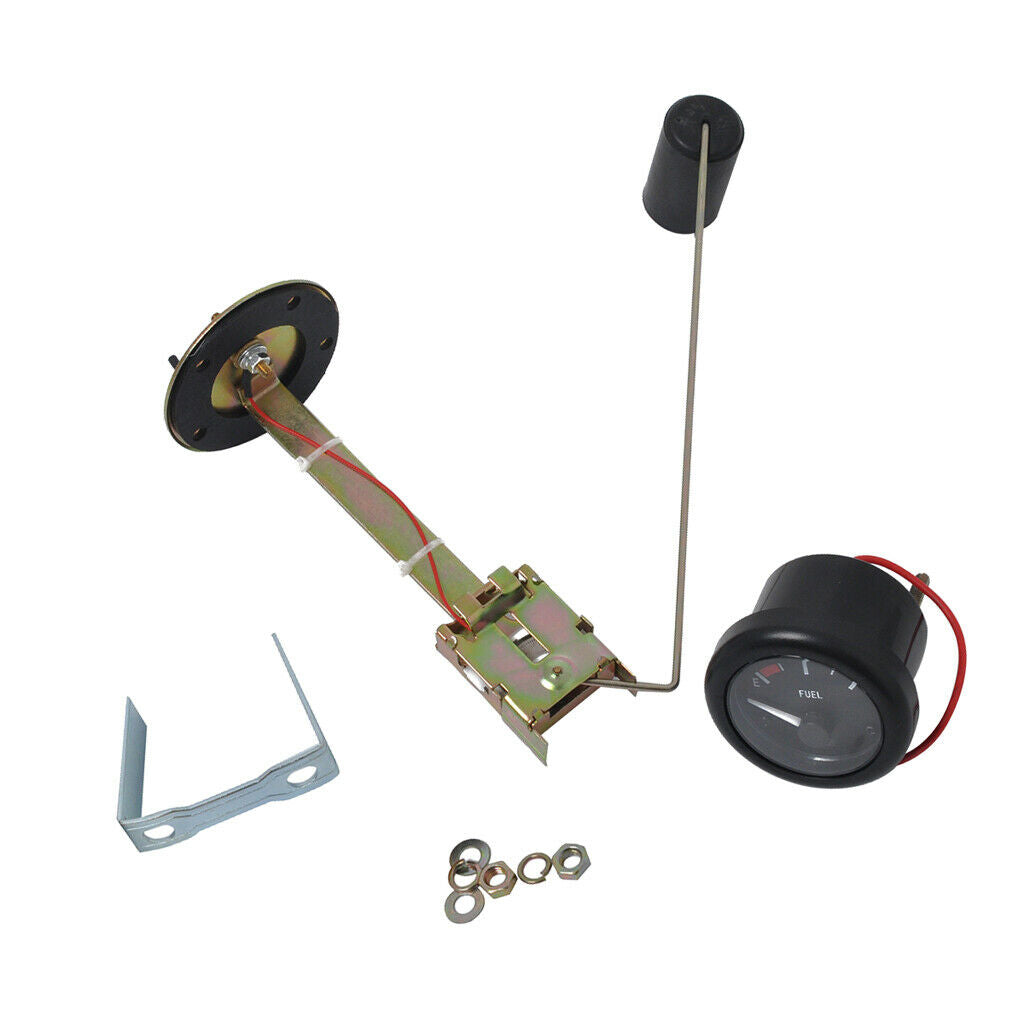 12V 52mm Boat Marine LED Backlight E-1/2-F Fuel Level Gauge + 350mm Sensor