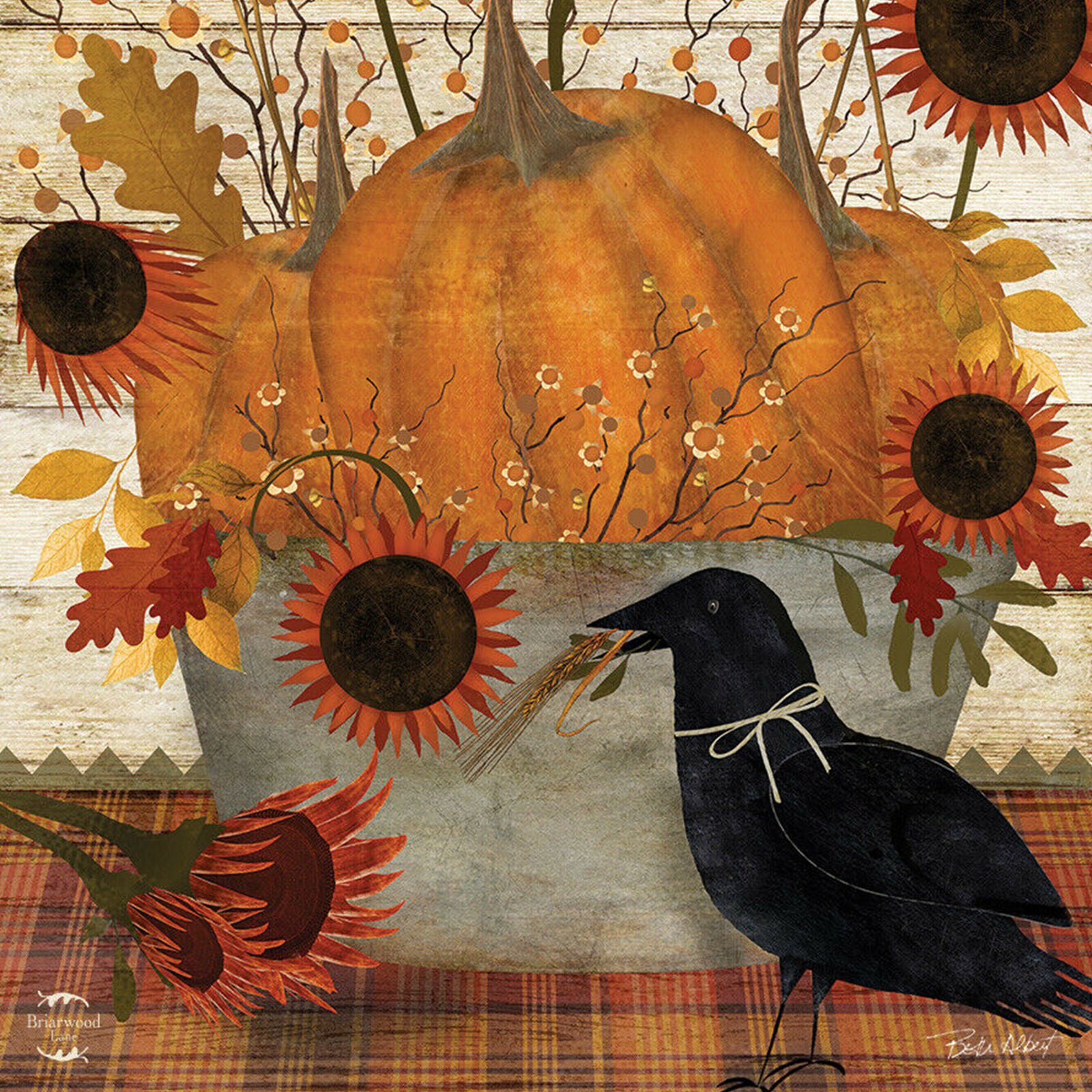 Briarwood Lane Primitive Pumpkins Autumn House Flag Sunflowers Fall 28" x 40"