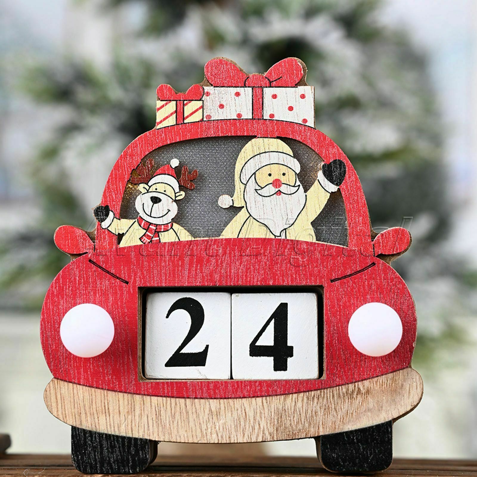 Christmas Advent Calendar Car Hanging Xmas Pocket Countdown Decoration Gift HQ