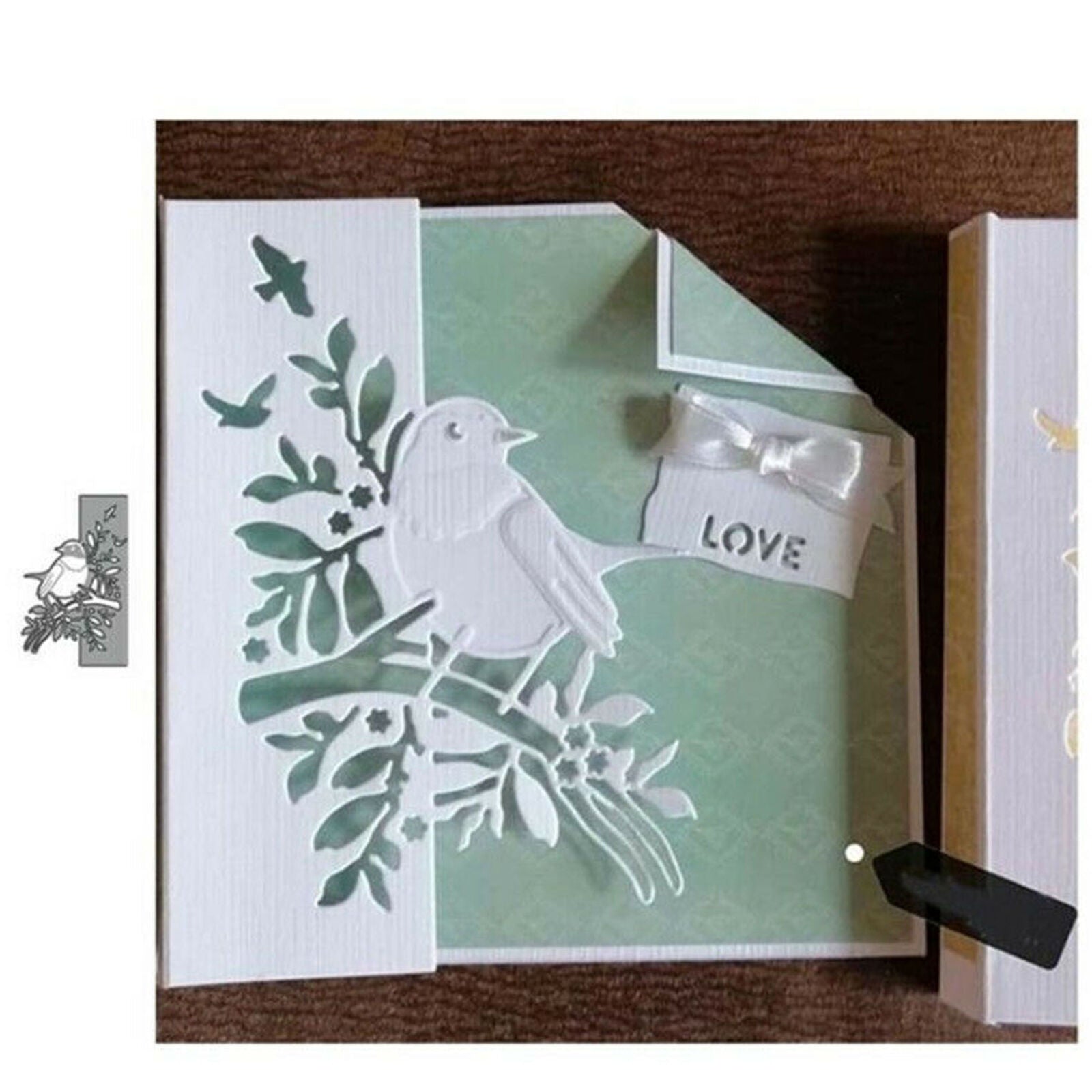 Punching Template Bird Branch Wedding Christmas Birthday Card Album Diary