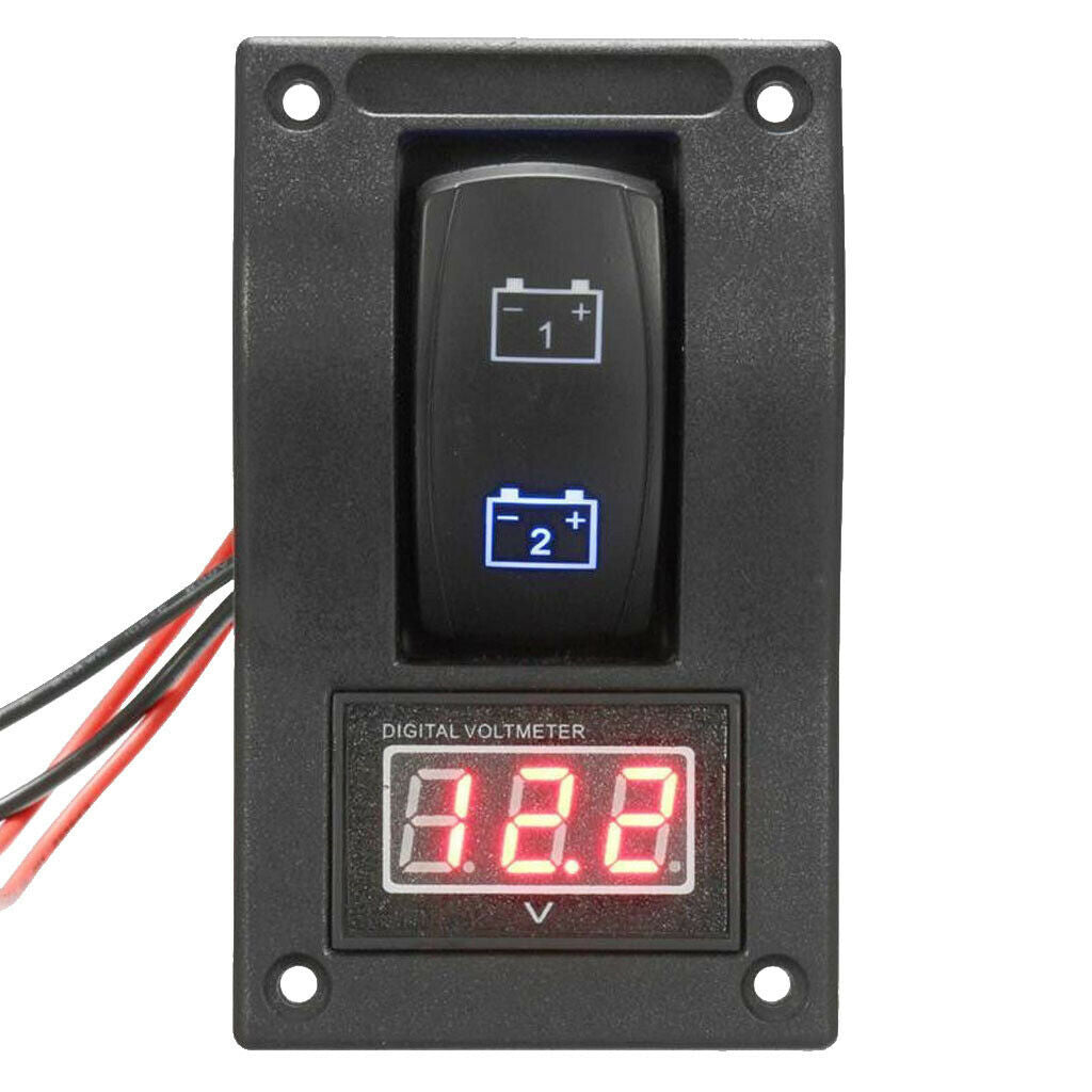 Car Dual Battery Test Panel Rocker Switch LED Voltmeter .