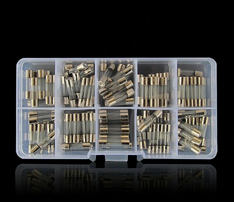 100 Pcs(Ø5 x 20mm) 250V Quick Blow Glass Tube Fuse Kit 0.2A - 20A Fast-blow Kit