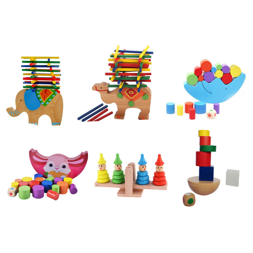 Wooden Elephant Balance Game Stacking Sticks Blocks Baby Kids Play Toys