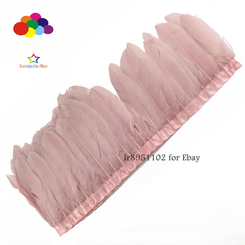 2 Meter/lot stained Pale Pink goose feathers ribbon 15-18 cm duck feather dance