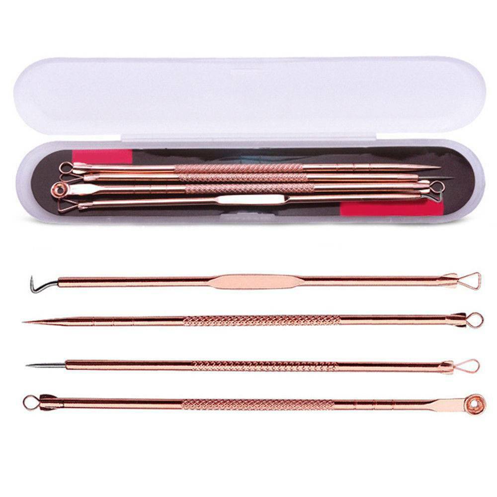 4Pcs Blackhead Pimple Comedone Spot Acne Extractor Remover Popper Blemish Kit