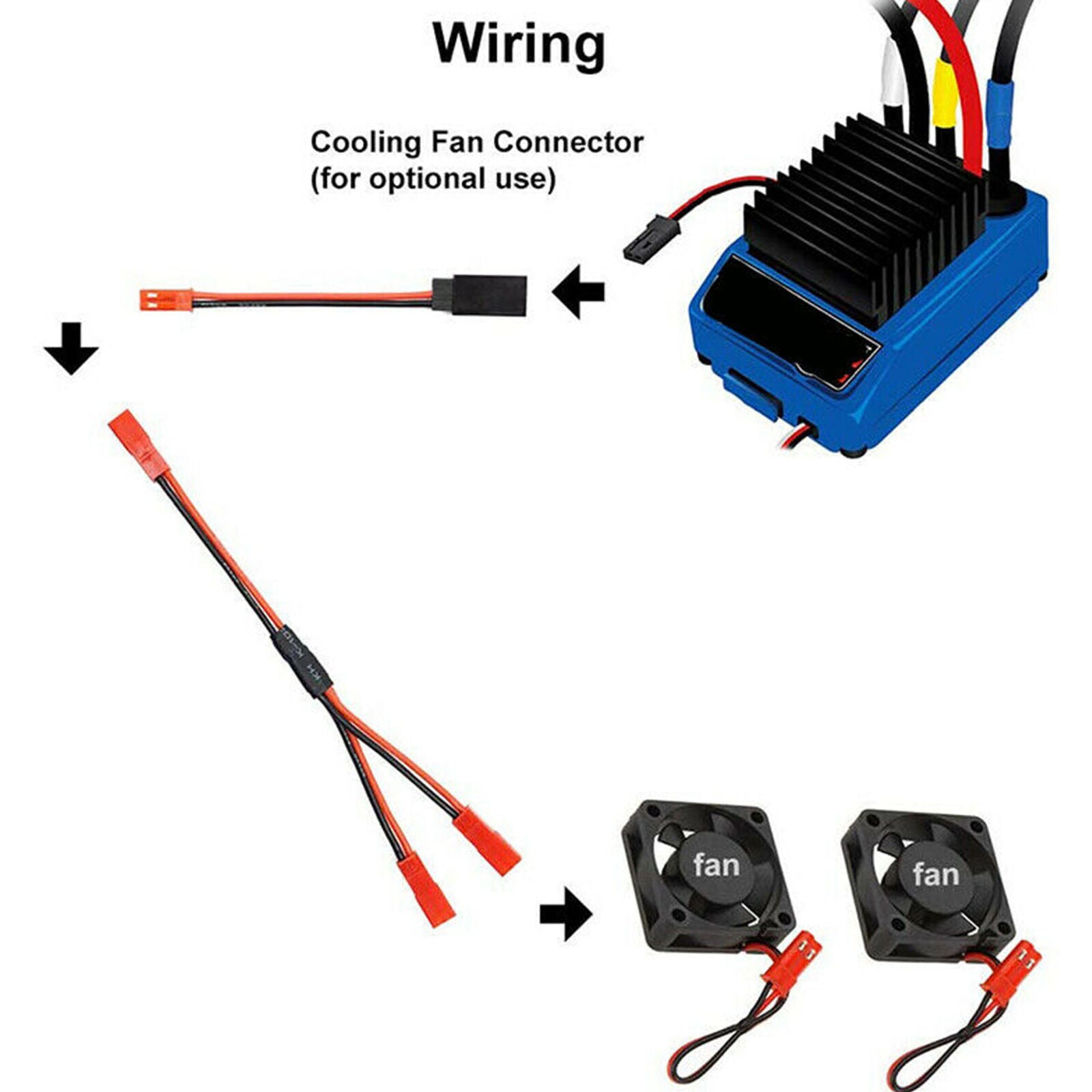 6PCS JST Plug Distributor Set for Traxxas -4 RC Car Track Truck Cooling Fan