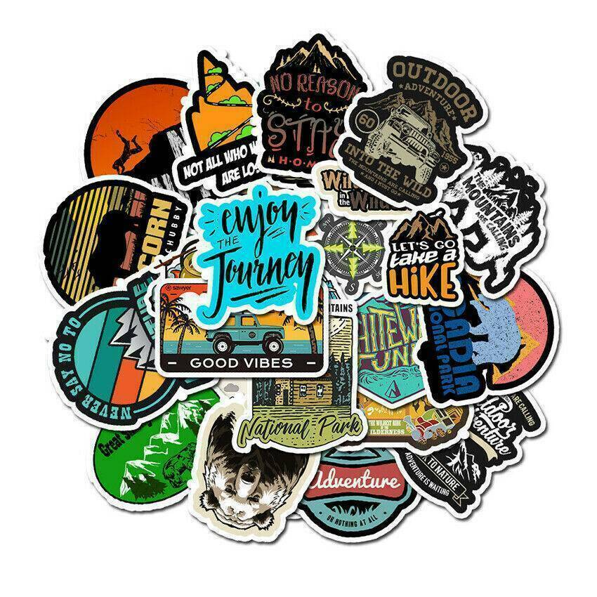 50x Camping Travel Stickers Wilderness Adventure Landscape Stickers For Kids