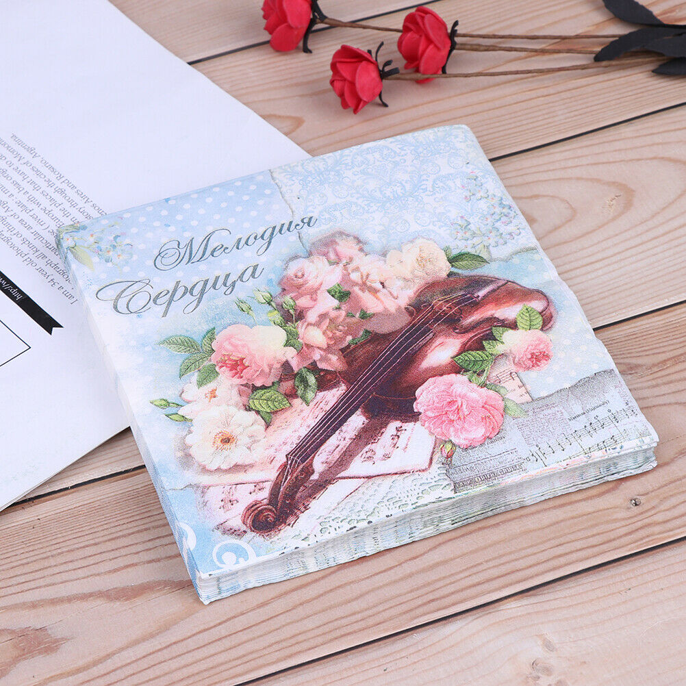 Print Flowers and Music Table Paper Napkins for Party Birthday Wedding Fe.l8