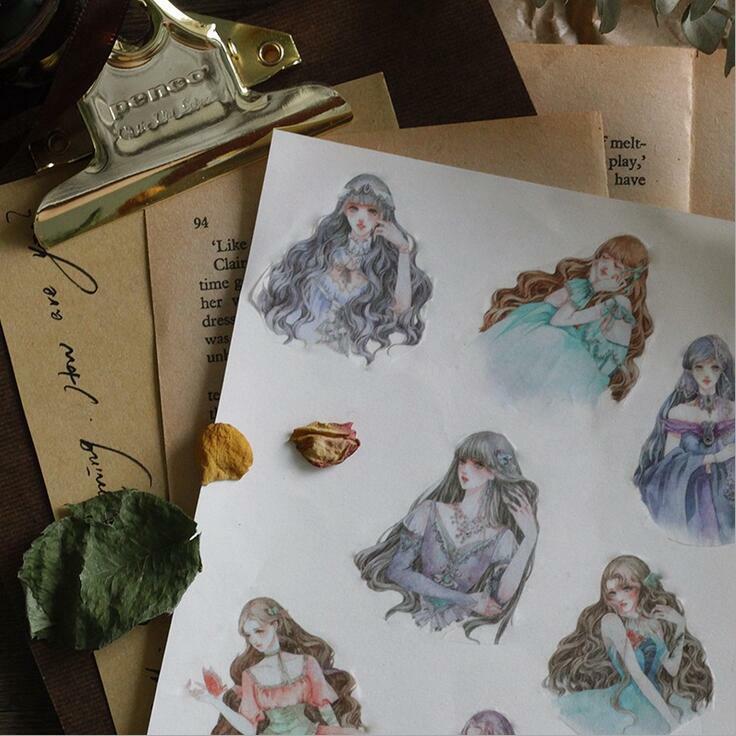 1X Special ink Adhesive Washi Paper Tape Girl decorative figures stickers 4cm