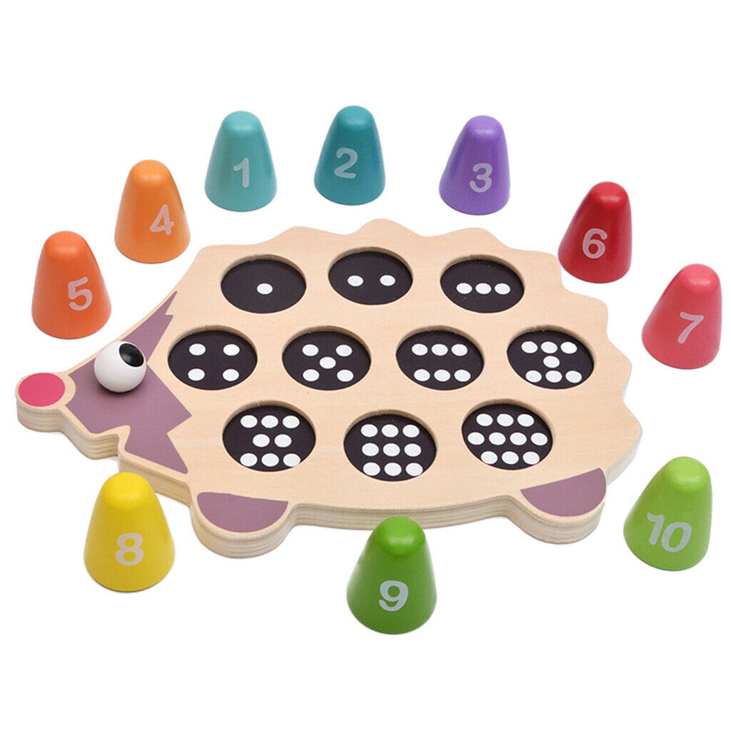 Hedgehog Number Matching Playset Kids Wooden Educational Montessori Toys