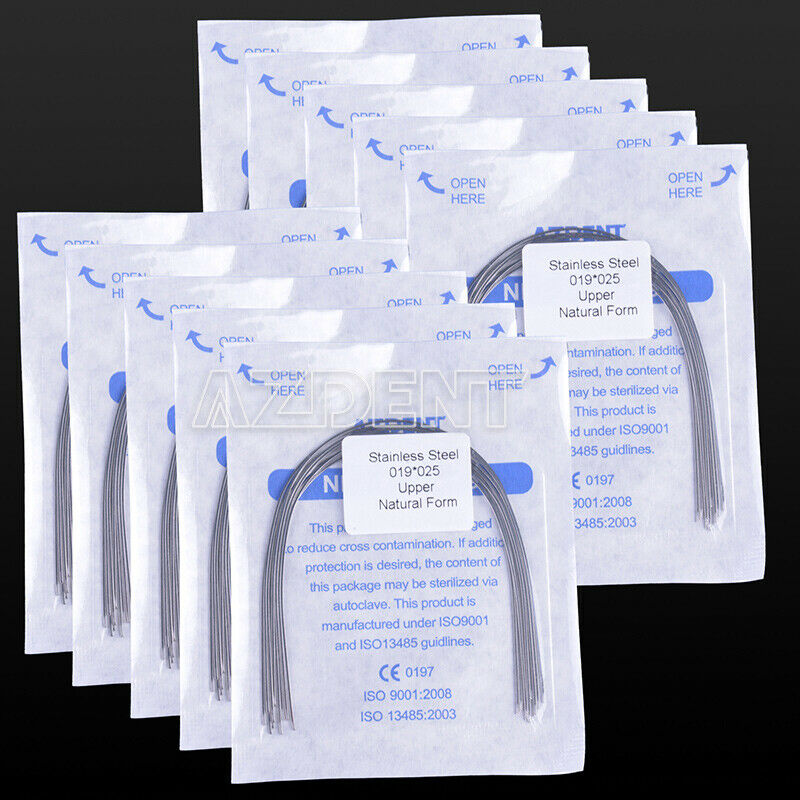 100X Dental Ortho Stainless Steel Natural Rectangular Arch Wires 019*025 upper