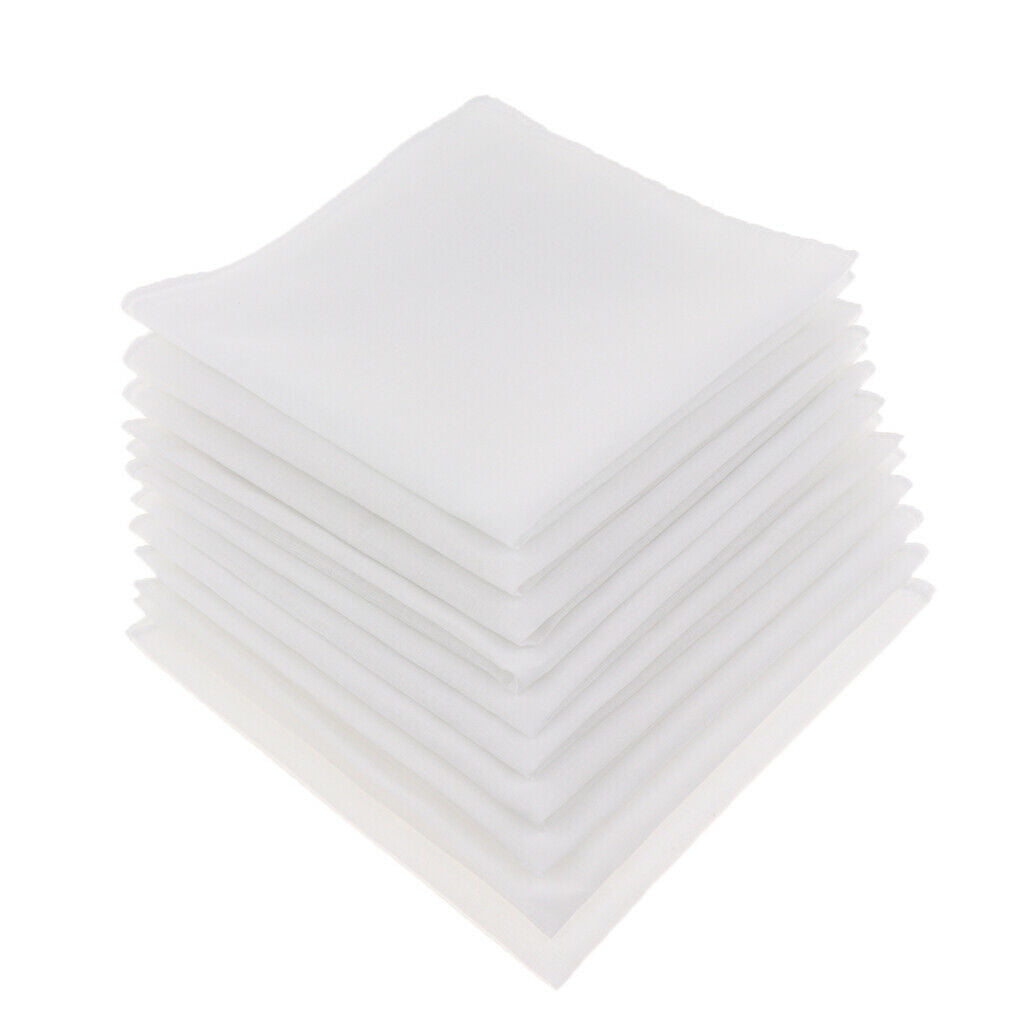 10x Women Men's White Handkerchiefs Wedding Bridal Pocket Hanky Set Towels