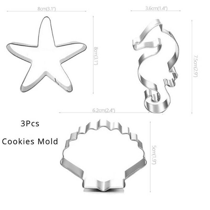 3Pcs Seahorse Starfish Seashells Cookie Cutter Mold DIY Biscuit Mold Baki.l8