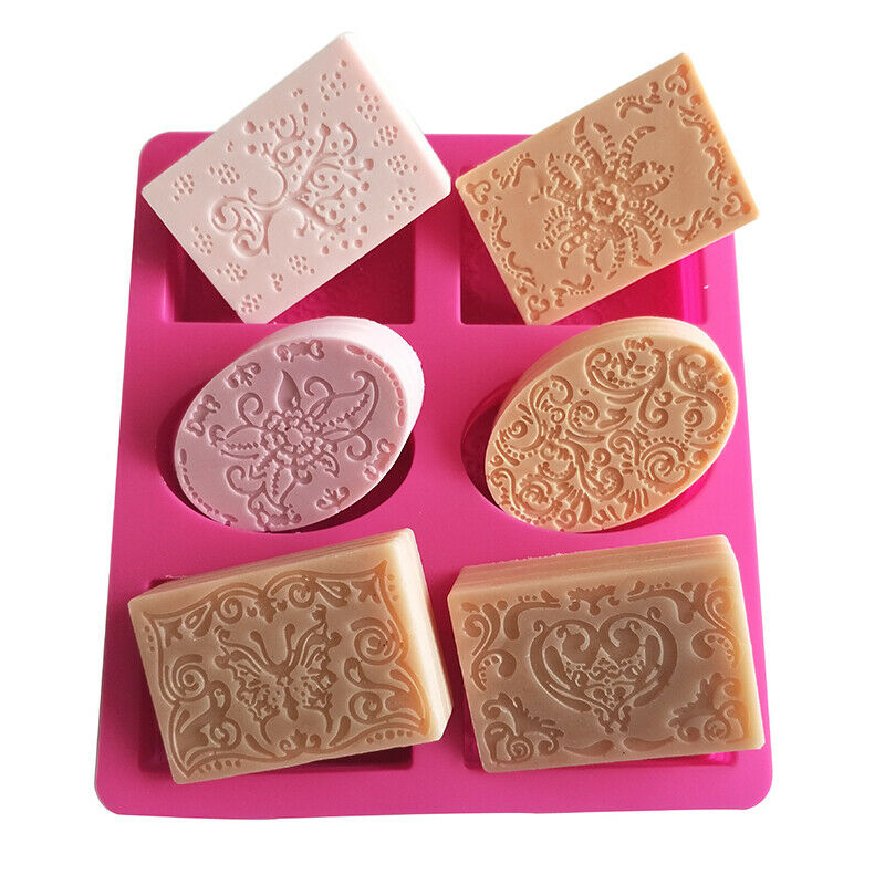 6 Cavity Rectangle Oval Silicone Soap Mold Handmade Soap Making CraftsB HoJ Tt