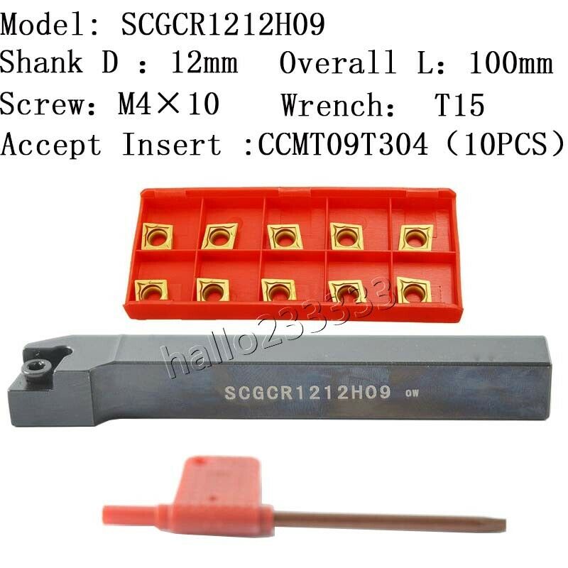 SCGCR1212H09(12×100mm)Lathe External Turning Tool Holder+CCMT09T304 BP010 insert