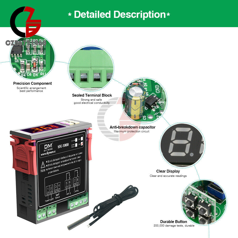 AC/DC 24V All-Purpose STC-1000 Digital Temperature Control Sensor Controller