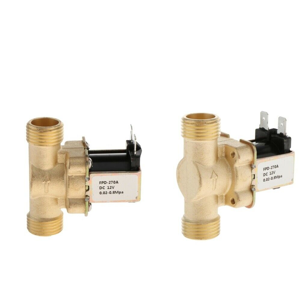 2pcs Electric Solenoid Valve Normally Closed Valve for Water DC12V Inlet