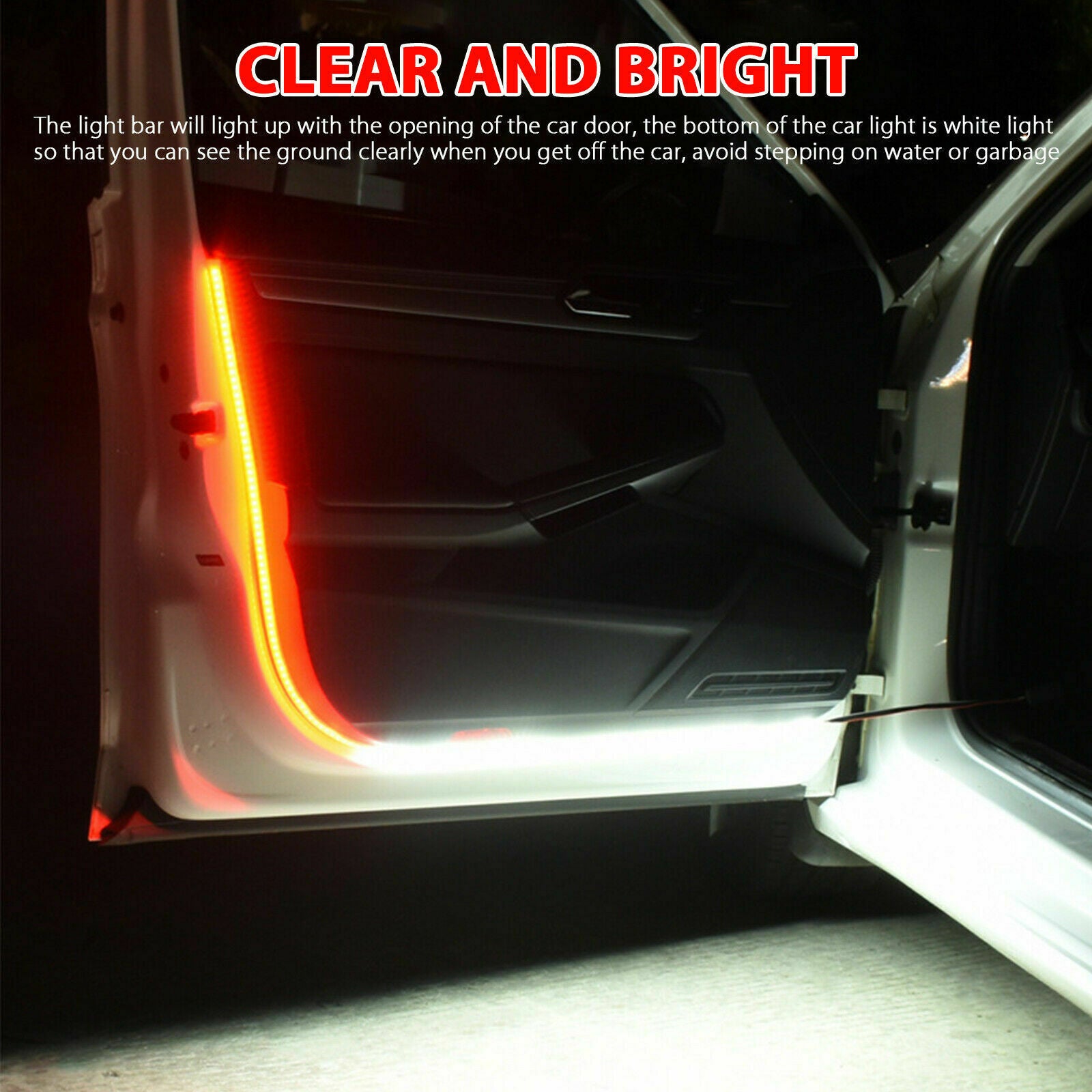 2pcs Car Door Open Warning Lamp Flashing LED Lights Strip Anti-collision Safety