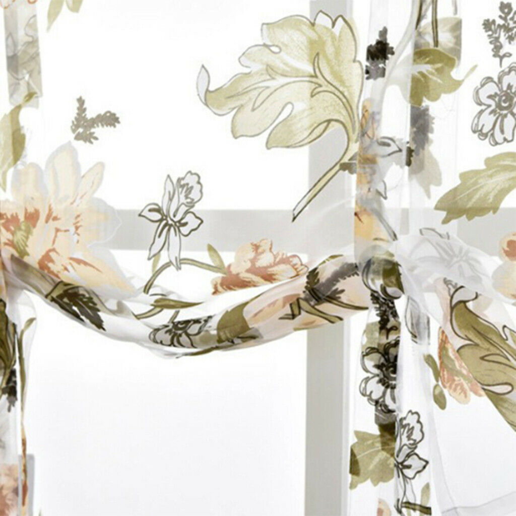 Flower Design Roman Window Curtain Sheer Voile #1 Yellow 80x100cm