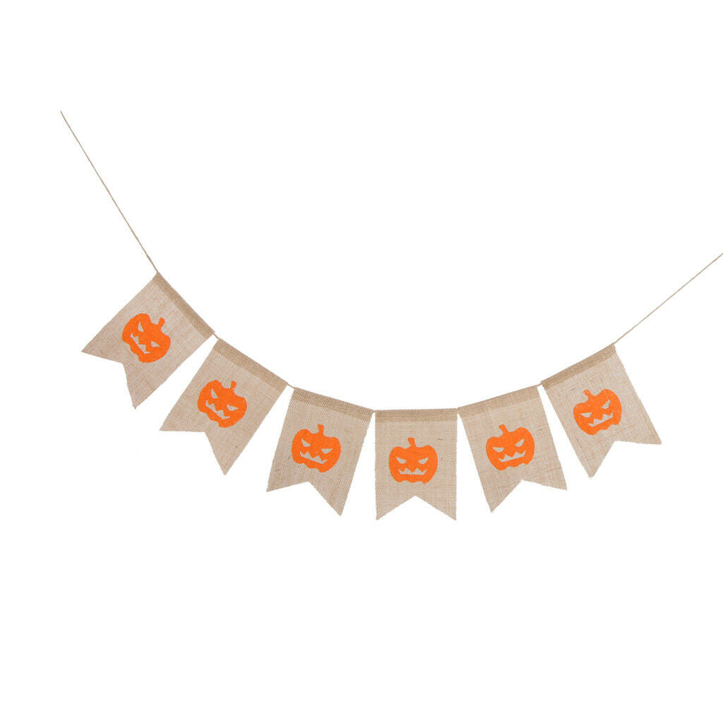 Happy Halloween Hessian Pumpkin Banner Hanging Garland Decoration Photo Prop