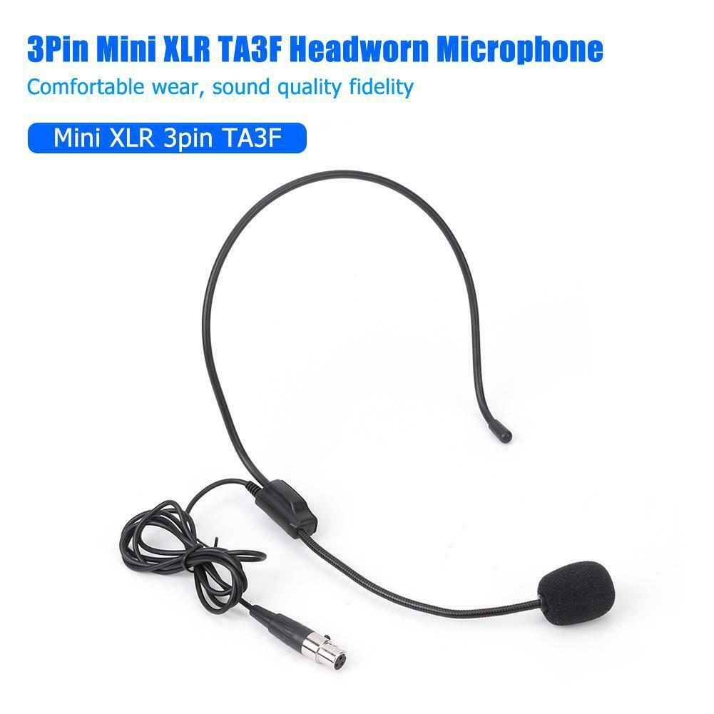 3Pin Mini XLR TA3F Headworn Microphone for Wireless Body-Pack Transmitter @