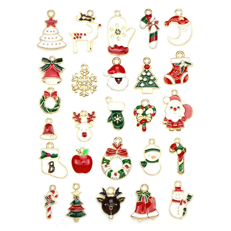 26Pcs/Set Enamel Mixed Style Christmas Series Charms Pendant DIY Jewelry Mak.DD
