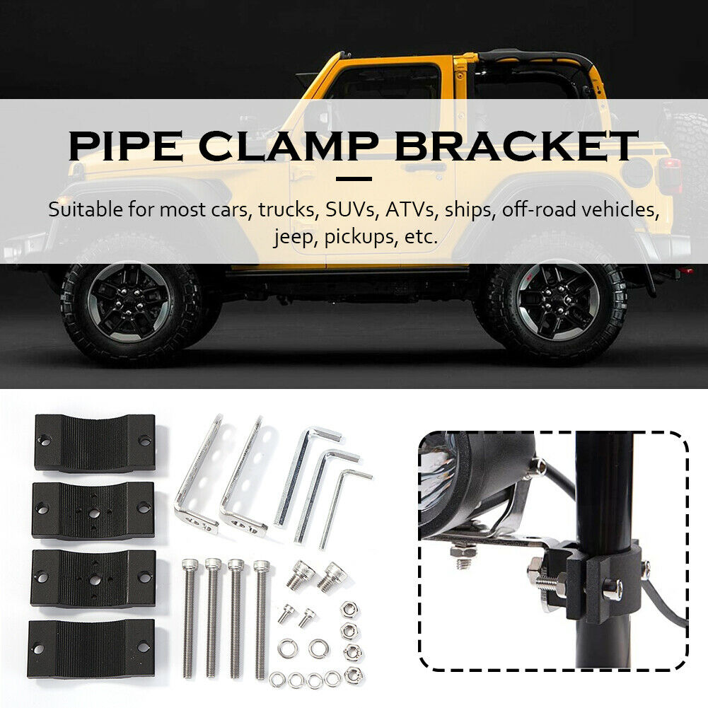 2x Car Bull Bar Roll Cage 18-50mm Tube Clamp Brackets for Offroad LED Light  @