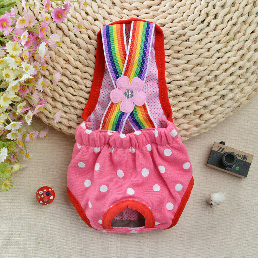 2 x Beautiful Reusable Dog Diapers with Adjustable Strap Suspender â€“ Cotton