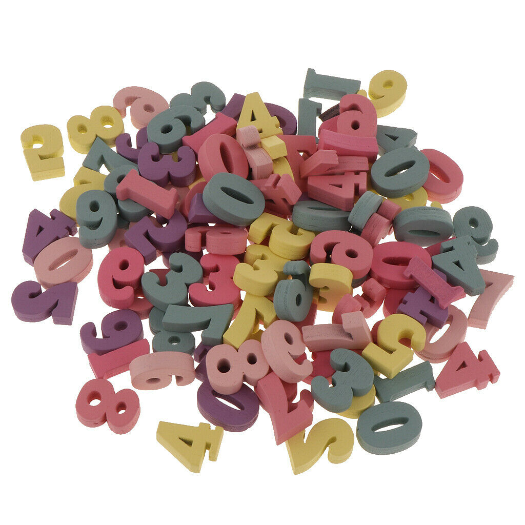 100pcs Wood Embellishments Wooden Numbers Scrapbooking DIY Craft Kids Toys