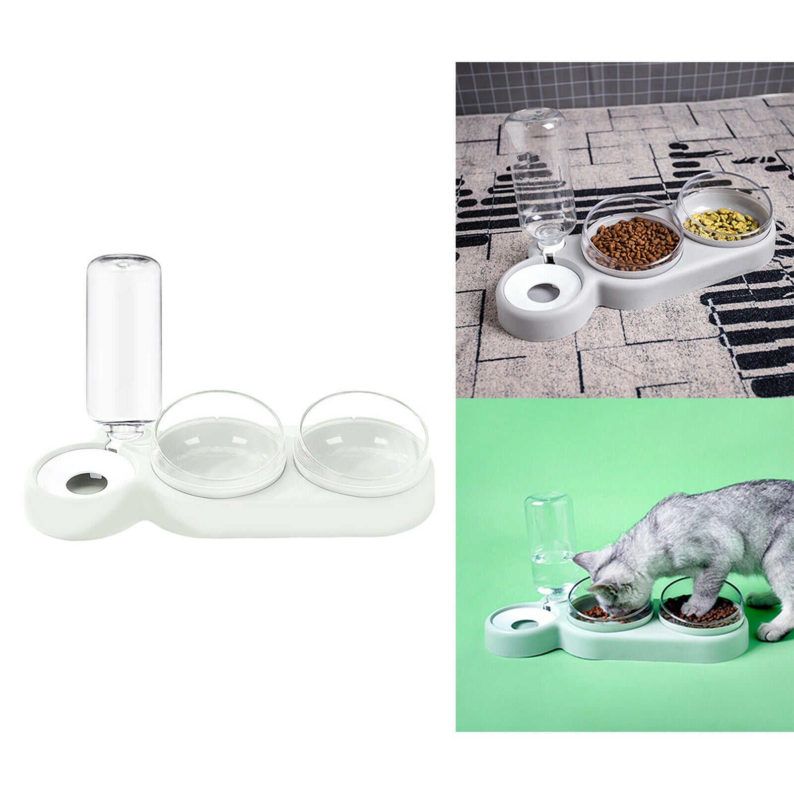 Dog Cat Bowls Detachable No-Spill Feeder Auto Water Dispenser Tree Bowl Dish