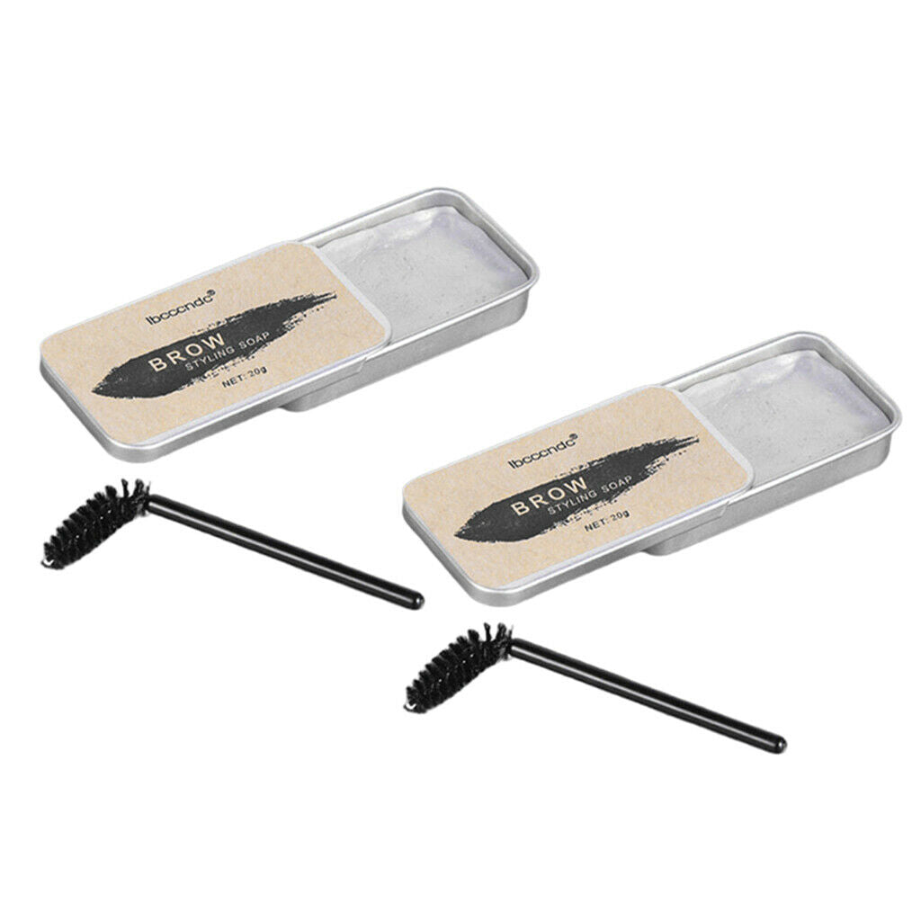 2 Pieces Makeup Eyebrow Soap Balm Brow Styling Shaping Gel with Brows Brush