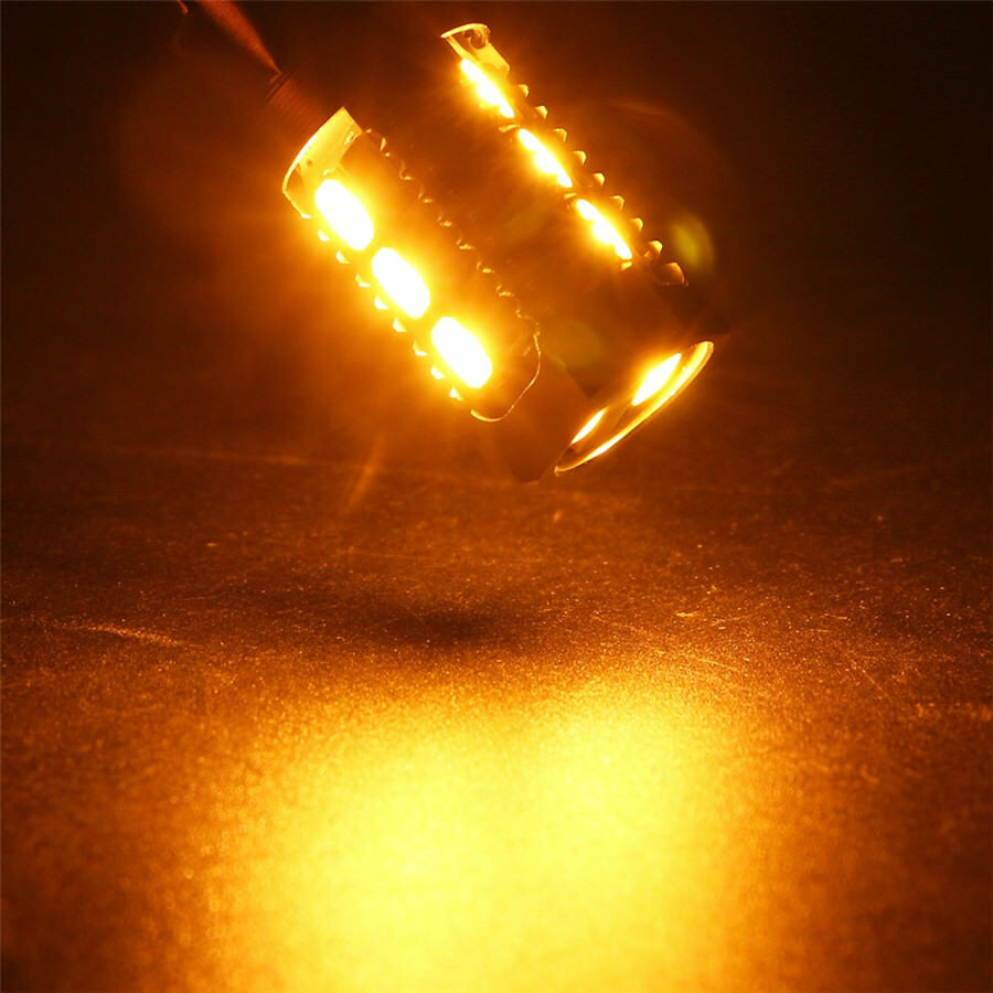 2Pcs Switchback 22LEDs Bulbs 1157/BAY15D SMD Amber Turn Signal /White DRL Light