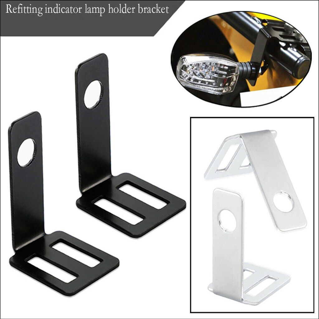 2x Black Universal Motorbike Turn Signal Relocater Holder Shock Bracket