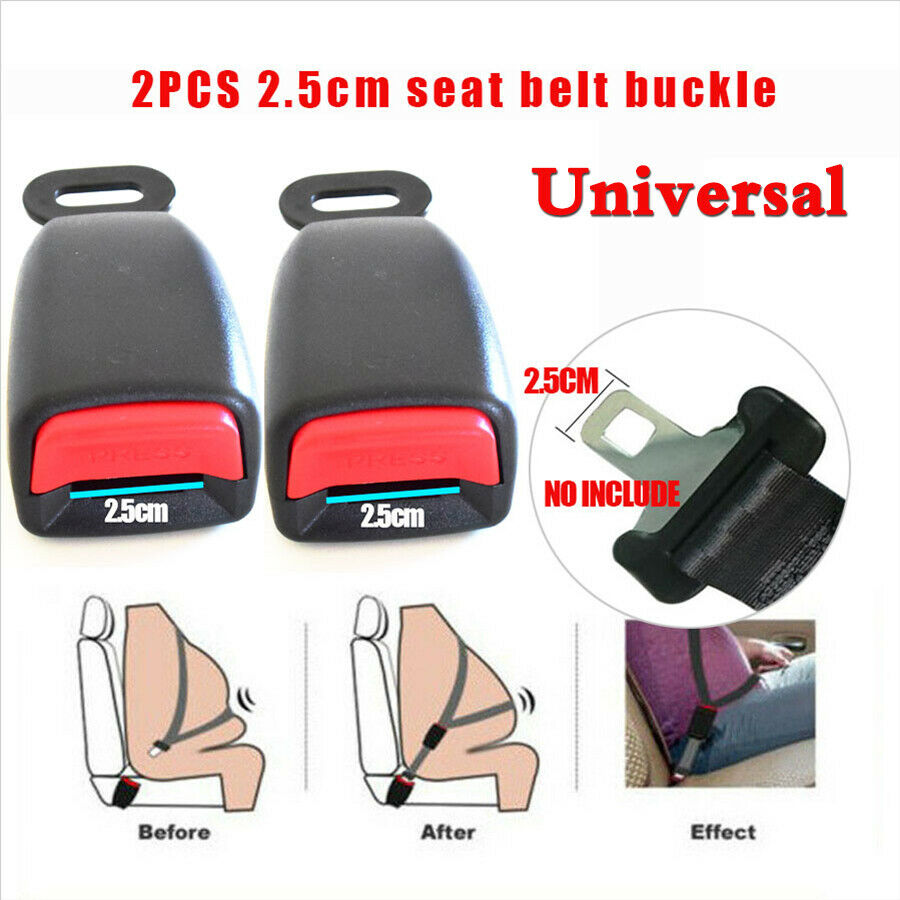 2x 25mm Black Car Safety Seat Belt Buckle Clip Lock Socket Extender Extension
