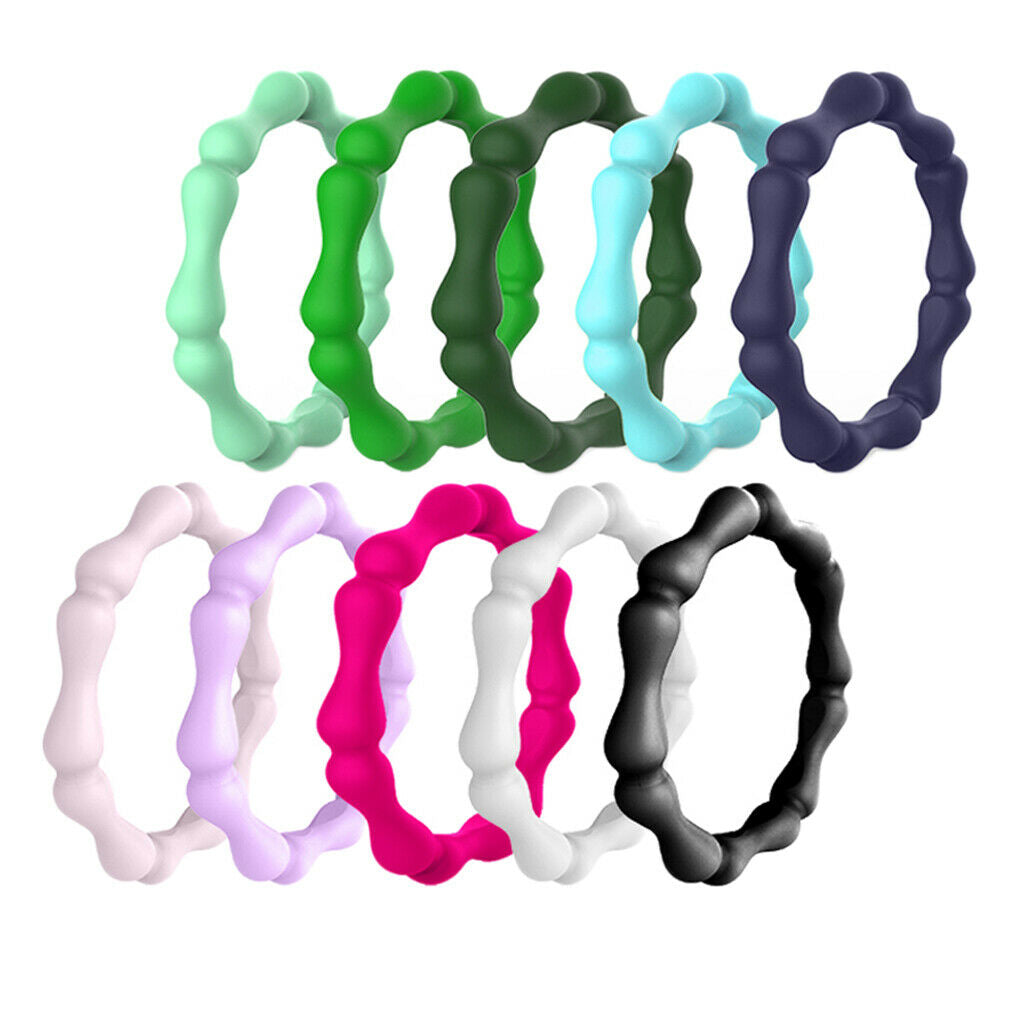 10x Silicone Rings Premium Fashion Forward Stackable Finger Ring 8