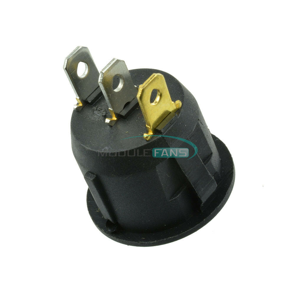 5Pcs Mini Round Switch Green 3Pin SPDT ON-OFF Rocker Snap-in
