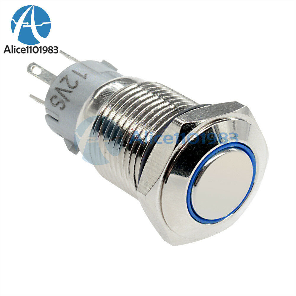 5Pin 12V 16mm DIY auto Push Power Button LED Angel Eye Push-buttons Metal