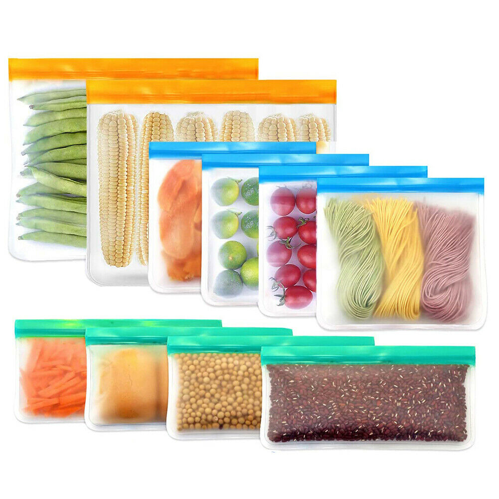 10pcs Reusable Sealed Food Storage Bag Refrigerator Fresh Keeping Bag Case @